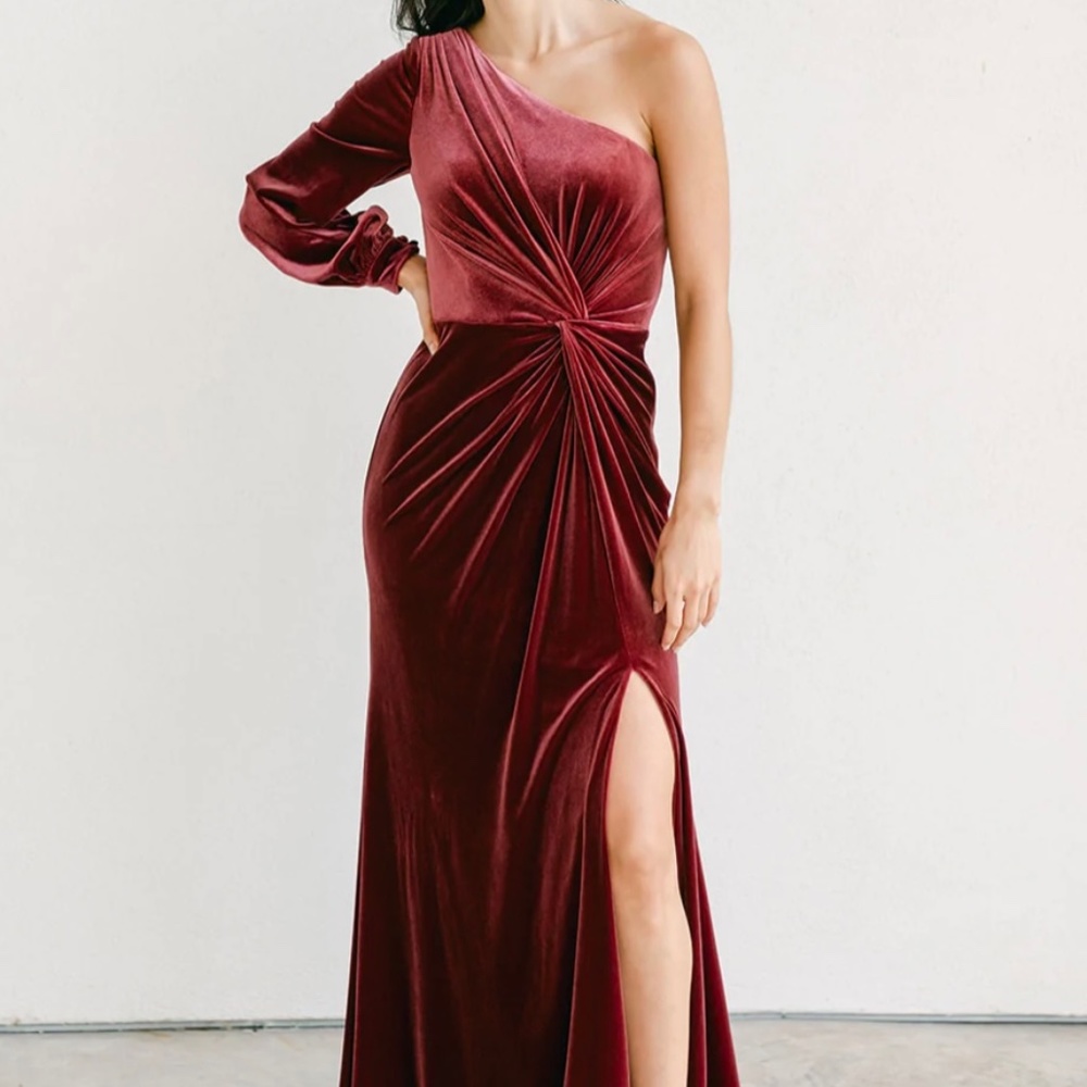 Revelry Burgundy Aurora Velvet Dress